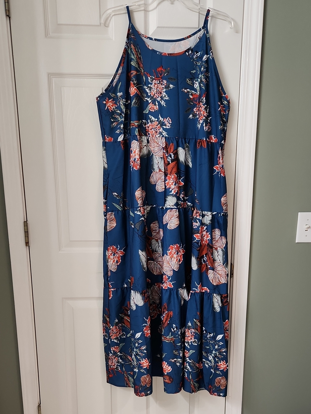 Blue Floral Tiered Maxi Dress - Women